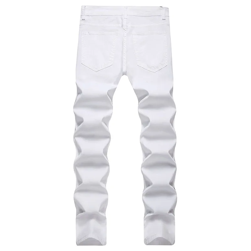 2024 Spring Promotion Cotton Pants Men's Classic Solid Color Black White Style Men Jeans Denim Male Trousers Vaqueros Hombre