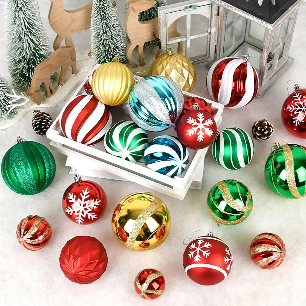 5/6/8/10/12cm Christmas Ball Ornaments PVC Painted Hanging Balls Xmas Tree Ornaments Pendant Birthday Wedding Party Home Decor