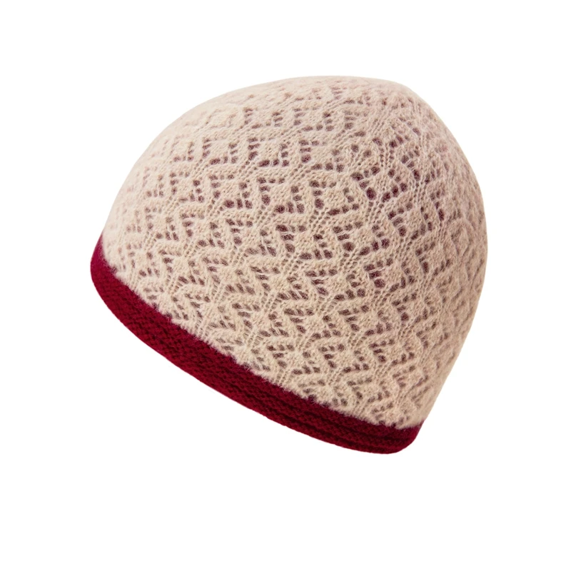 100% Pure Cashmere Hat Women Double-layer Thick and Cold Resistant Fashion Yarn Knitted Hat With Loose Threads Winter Warm Hat