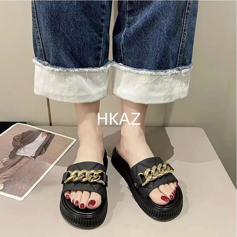 Slippers Women Breathable Fashion Korean Leisure Outdoor Non-slip Luxury Shoes Platform Beach Flats Slippers Home New In Summer