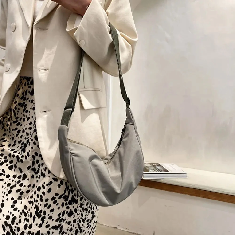 Women Shoulder Bags Solid Color Nylon Dumpling Messenger Bag 2023 New Trendy Lightweight Large Capacity Underarm Bag image 4