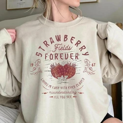 Beatle Strawberry Fields Rock Band Top Old School Long Sleeve Band Sweatshit Casual Apparel Y2K Top Daily Trendy Streetwear