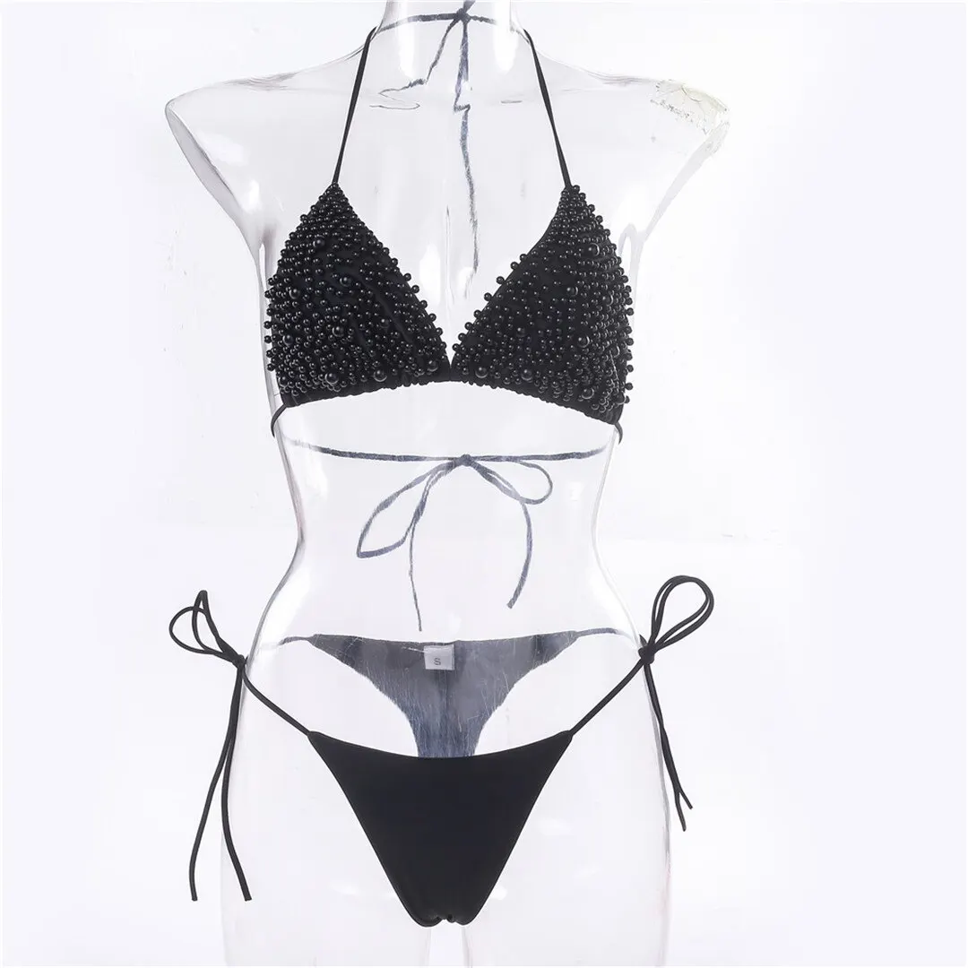 Sexy Neckholder-Mini-Bikini, Damen-Badeanzug, zweiteiliger Bikini-Set, luxuriöser Perlen-Badeanzug, Badebekleidung für Damen, V2090 – Detail 32