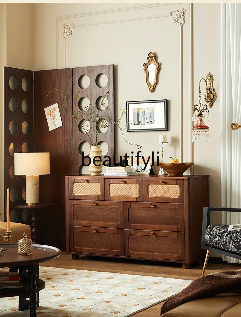 

xx1Medieval style solid wood chest, dining side cabinet, sofa side cabinet, French medieval bedroom, bedside locker, furniture
