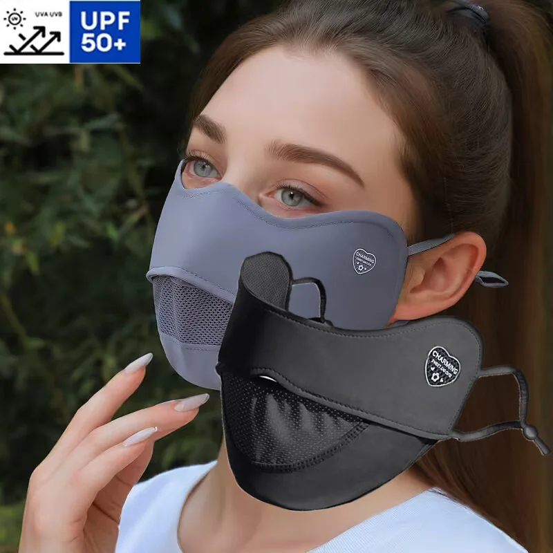 Cycling Ice Silk Face Mask Anti-UV Sun Protection Summer Unisex Adjustable Breathable Bandana Hunting Running Sport Mask Scarf