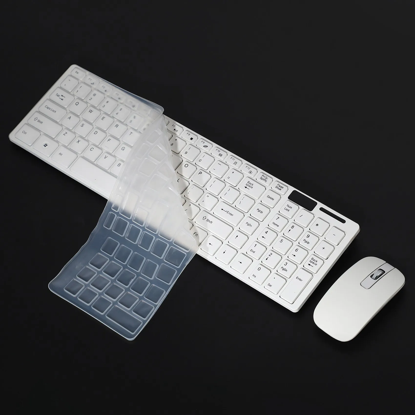 Wireless Slim White Keyboard + Wireless Optical Mouse Set for PC and Laptop