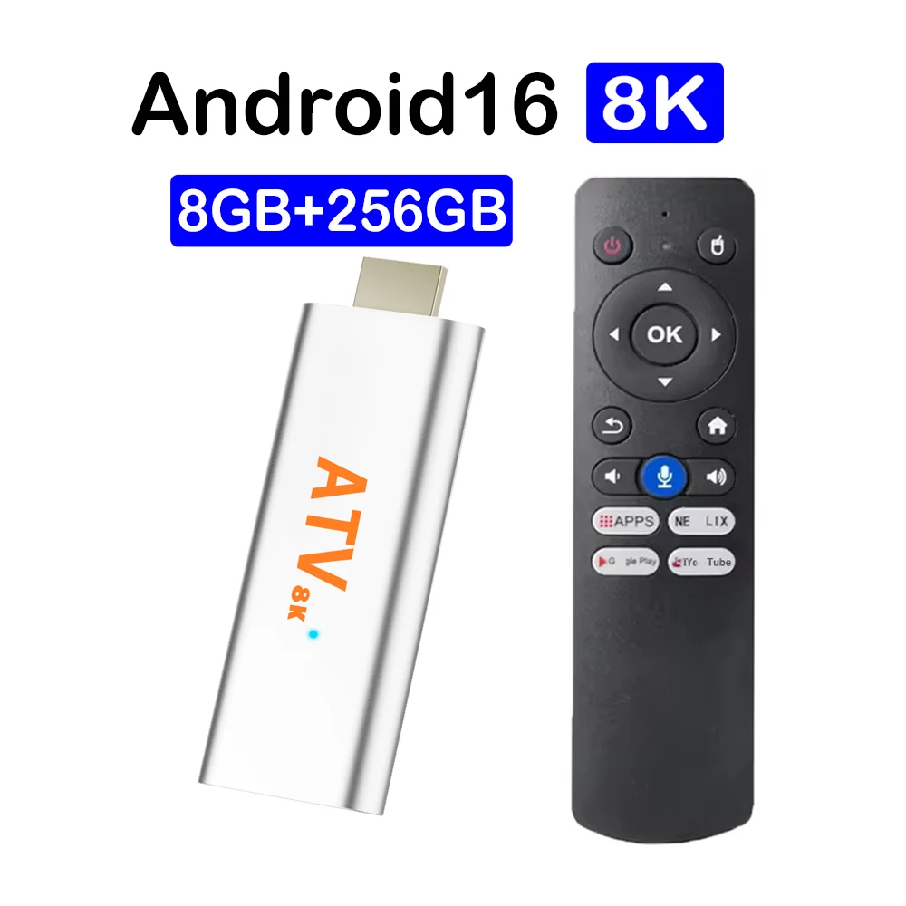 Smart TV Stick 2026 8K Q15 Android16 Voice Remote Google Assistant H313 Dual Wifi 5G Bluetooth 6.0 8GB 128GB 256GB Set Top Box