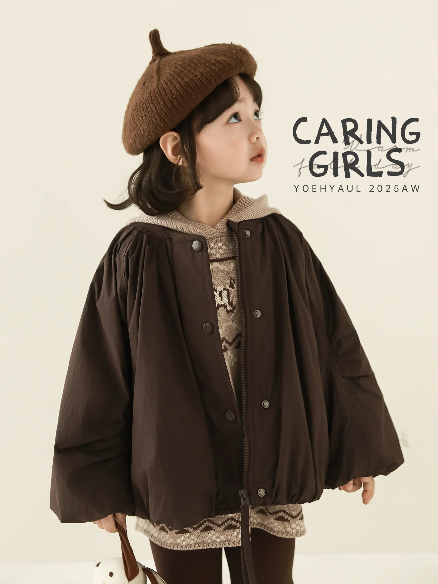 Girls Winter Jacket 2025 Baseball Collar Padded Thermal Loose Fit Sporty Chic Versatile Festive Gift Coat 1-7 Years