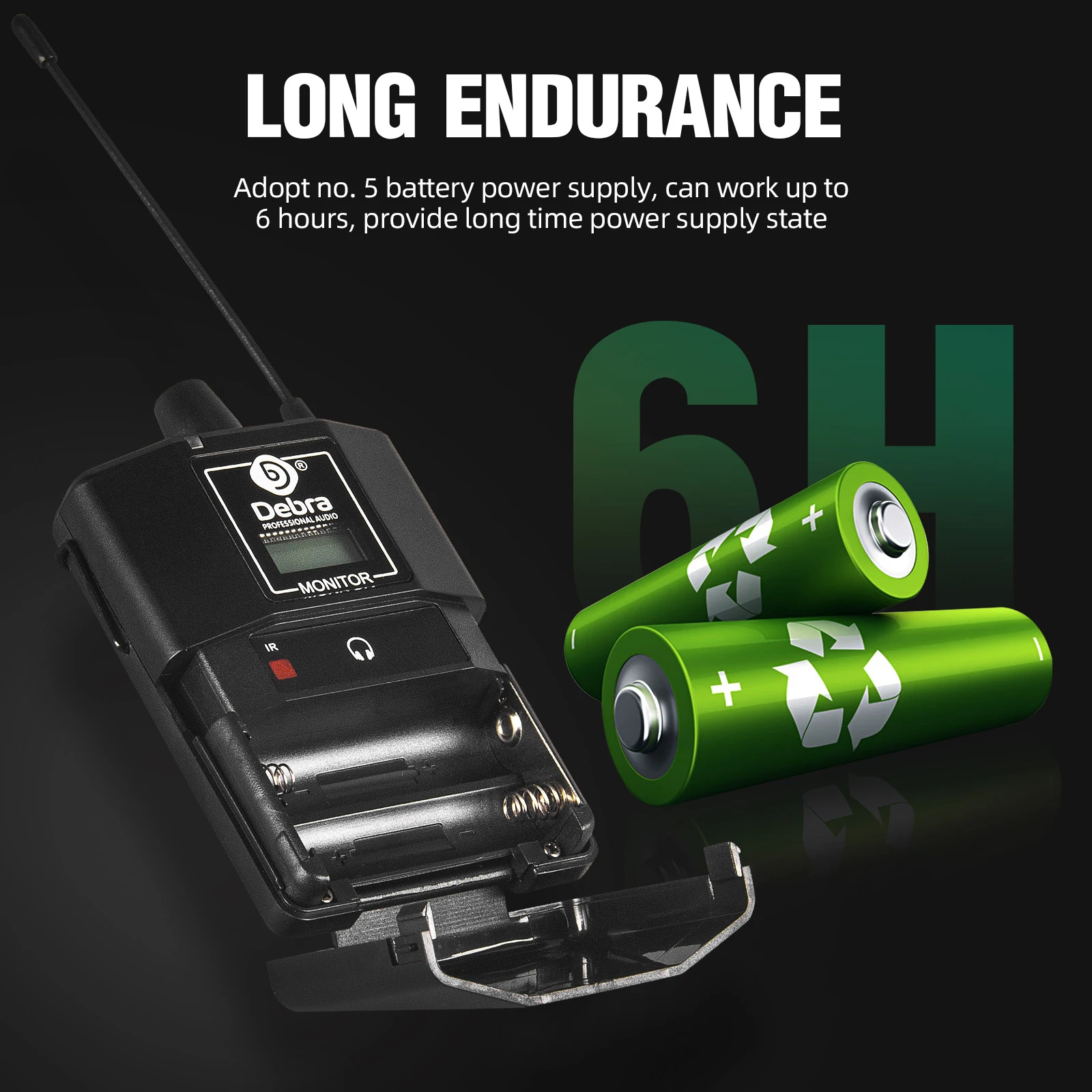 ER-102 Professionelles kabelloses In-Ear-Monitorsystem mit Bluetooth 5.0 UHF für Bühnenauftritte, kleine Konzert, Band, Kirche