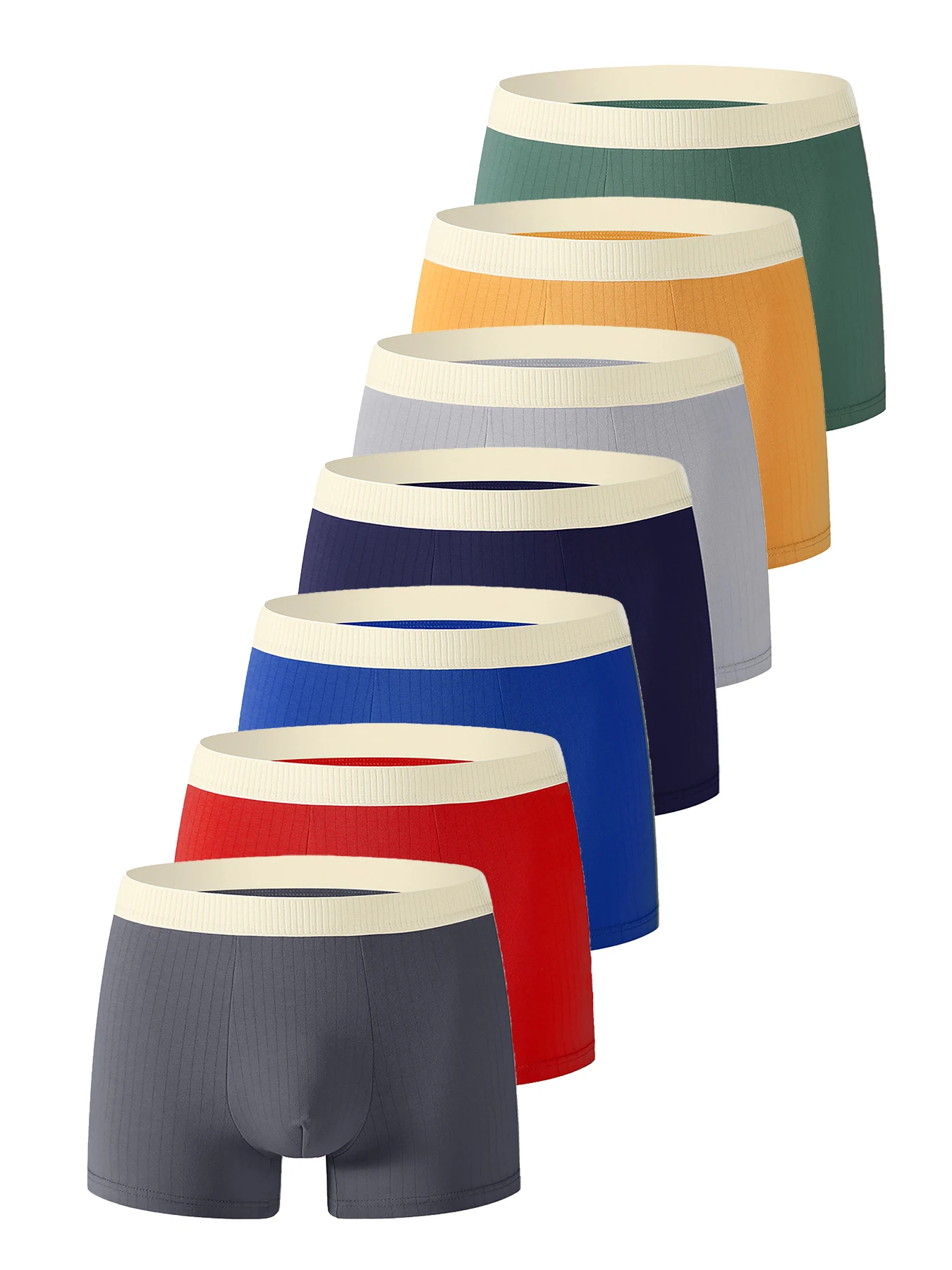 

Men's 7-Pack Cotton Blend Boxer Briefs - Multi - Color Ribbed Underwear Set