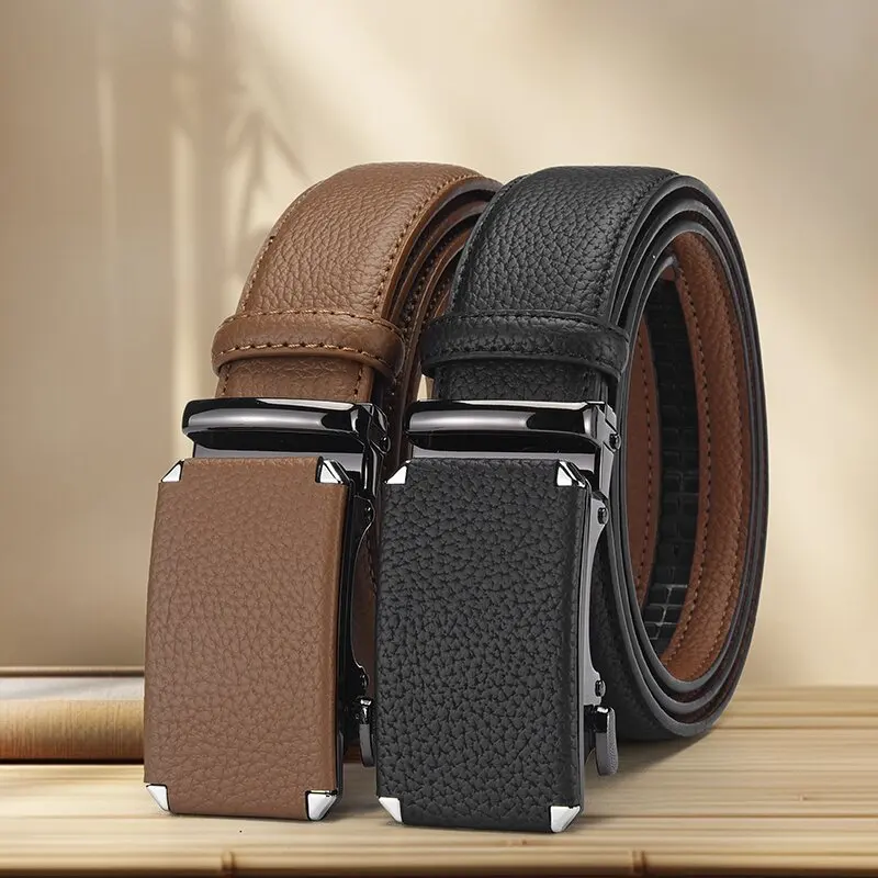 

Мужской ремень из натуральной кожи высокого качества с автоматической пряжкой, деловой ремень для джинсов, винтажный ремень для мужчин, люксовый