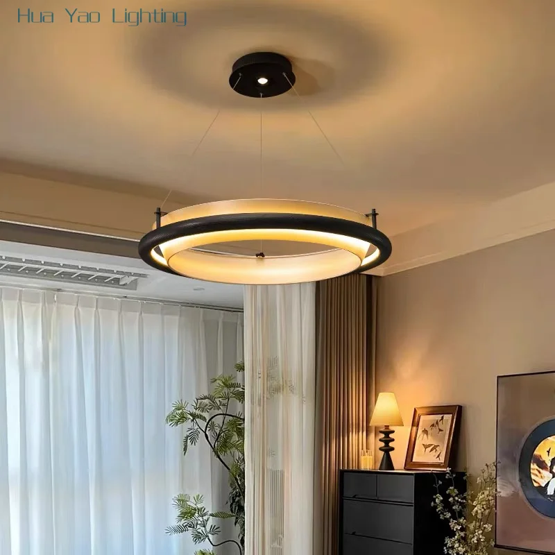 Nordic Minimalist Solid Wood Wooden Living Room Main Light Dining Table Circular Antique Hanging Lamp