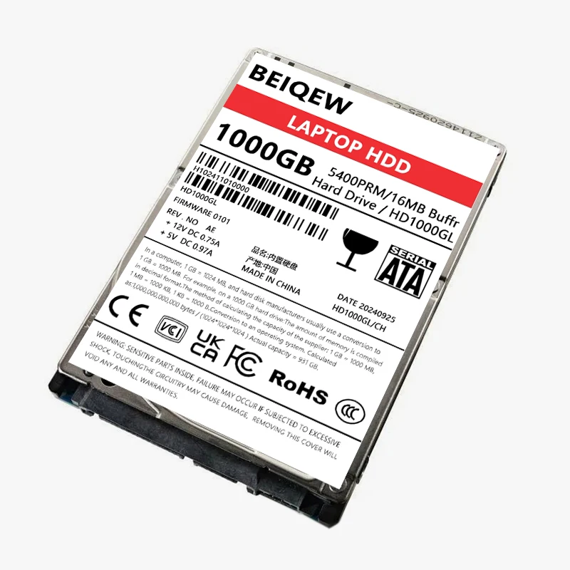 2.5 "SATA3 HDD del منفذ كمبيوتر مدمج 1 تيرابايت قرص صلب قرص صلب 5400-7200 دورة في الدقيقة قرص صلب مدمج
