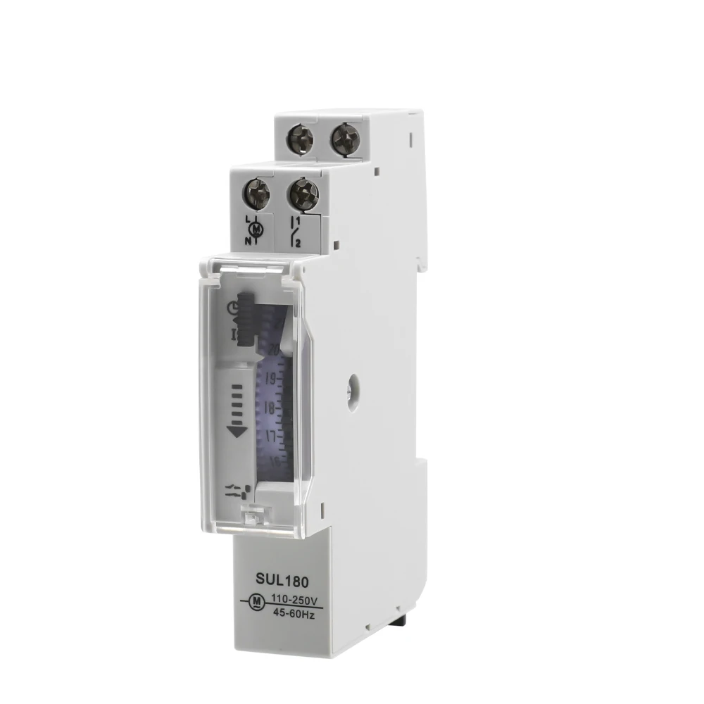 ManHua 16A 110-250VAC 45-60Hz SUL180 96ON/OFF Mechanical Analog 24 Hour Mechanical Programmable DIN Rail Time Switch