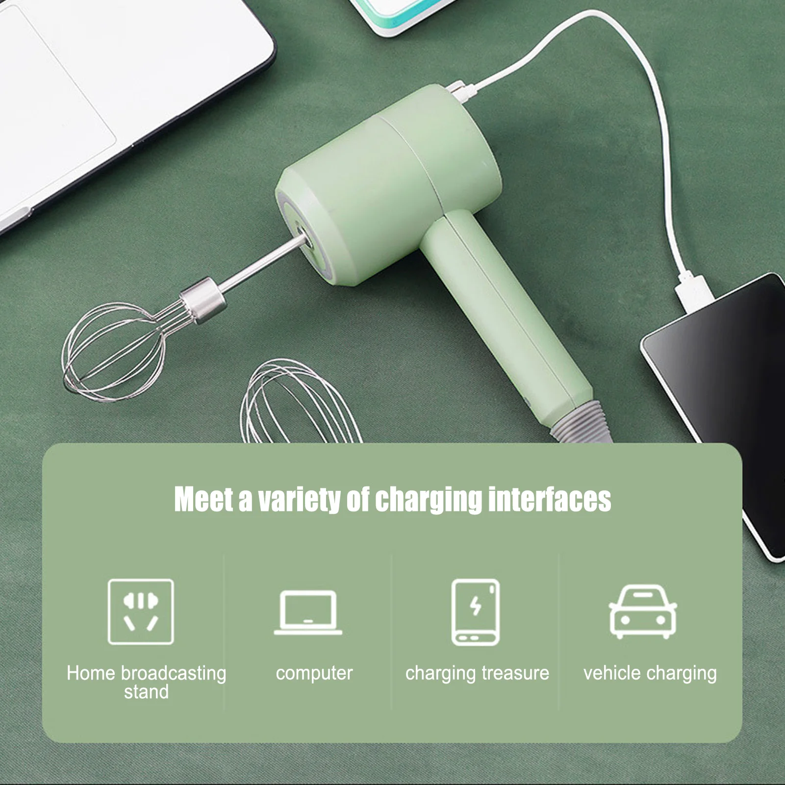 電気コードレスハンドミキサー小型家庭用 3 速度変更泡立て器キッチンベーキング用