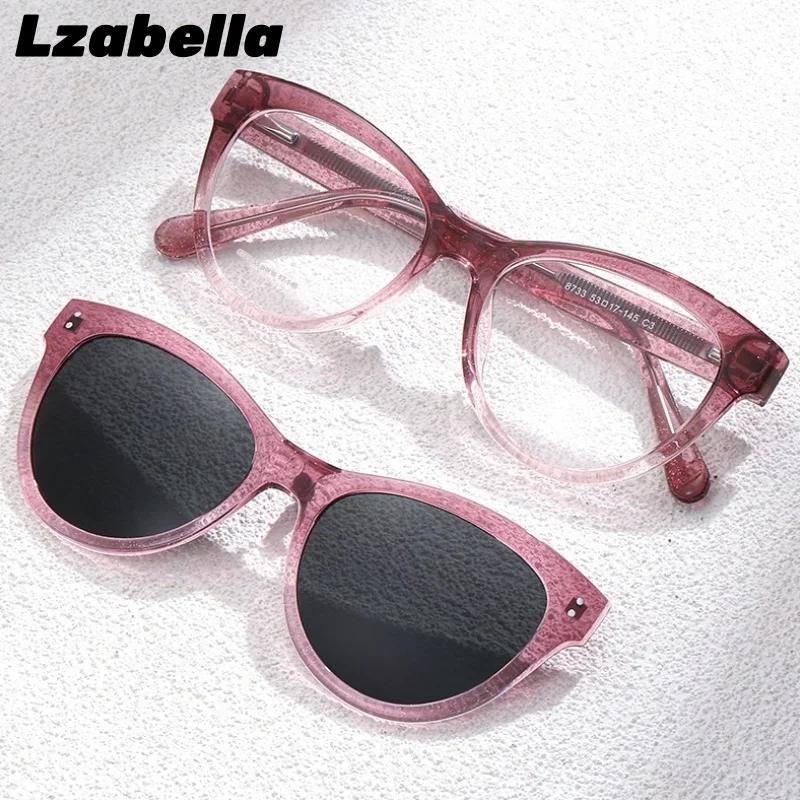 

Lzabella Fashion Cat Eye Women's Spectacle Frame Polarized Clip Sunglasses New Trendy Optical Prescription Glasses 8733