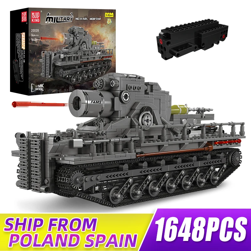 

Mould King 20028 Technik Military Tank The Karl Ultra Heavy Mortar Remote Control Building Blocks Toys Set for Boys