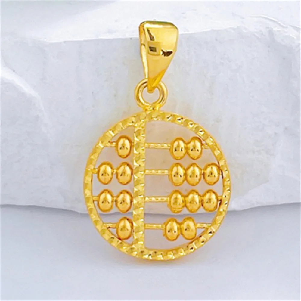 

1PCS Real Pure 999 24K Yellow Gold Men Women Gift Rich Abacus Round Pendant 1.81-1.89g