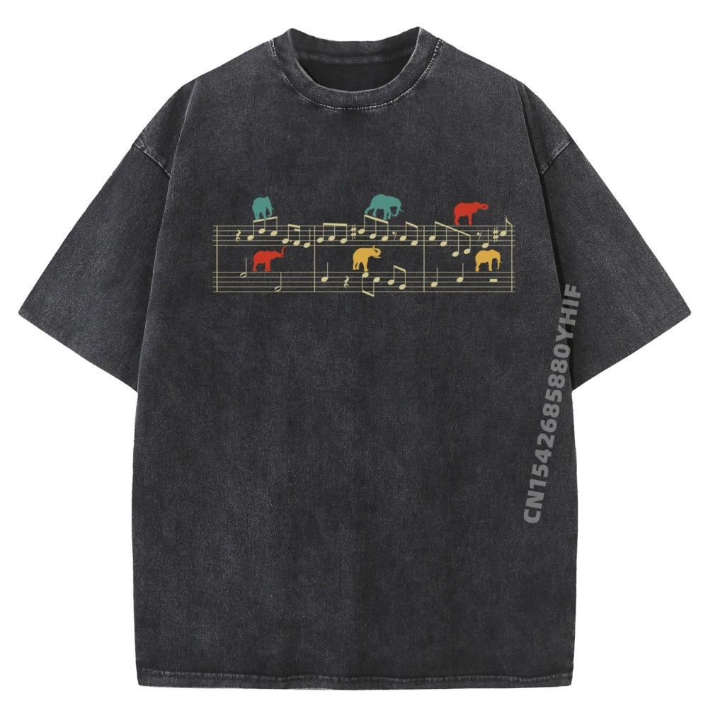 

Music Notes Elephant Luxury Designer Limited Time Special New In Tops & Tees Mens Loose Washed Shirt Punk Style