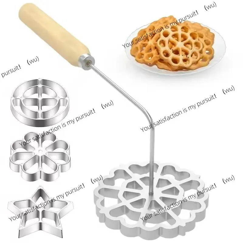 Aluminum rose mold, pastry cookie mold with handle, baking and cooking kitchen accessories
