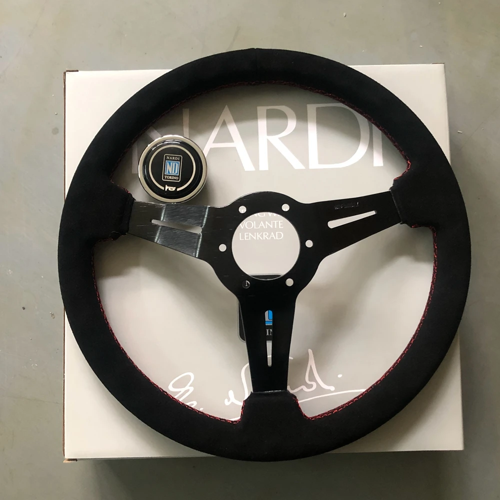 JDM 14Inch Racing NARDI Steering Wheel Universal Car Drift Suede Leather Steering Wheel Volantes For VW HONDA TOYOTA BMW Nissan