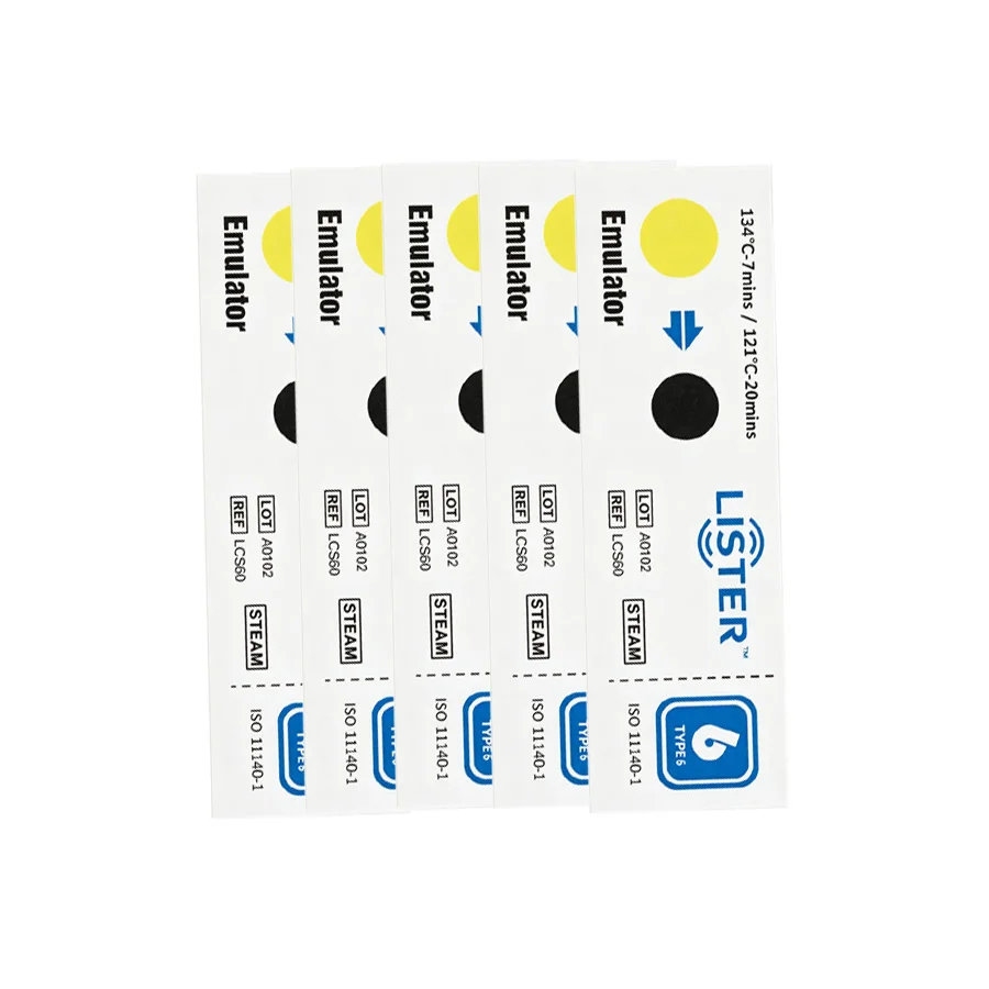 LISTER Type 6 Emulator Steam Sterilization Chemical Indicator Card, High Precision for Sterilization Process Monitoring