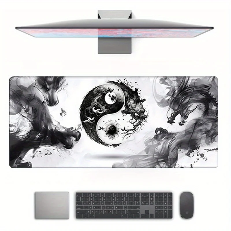 

Black and White Yin & Yang Dragon Mouse Pad Large Rubber Anti-slip Desk Accessories Mousepad for Office&Gamer Keyboard Decor Mat