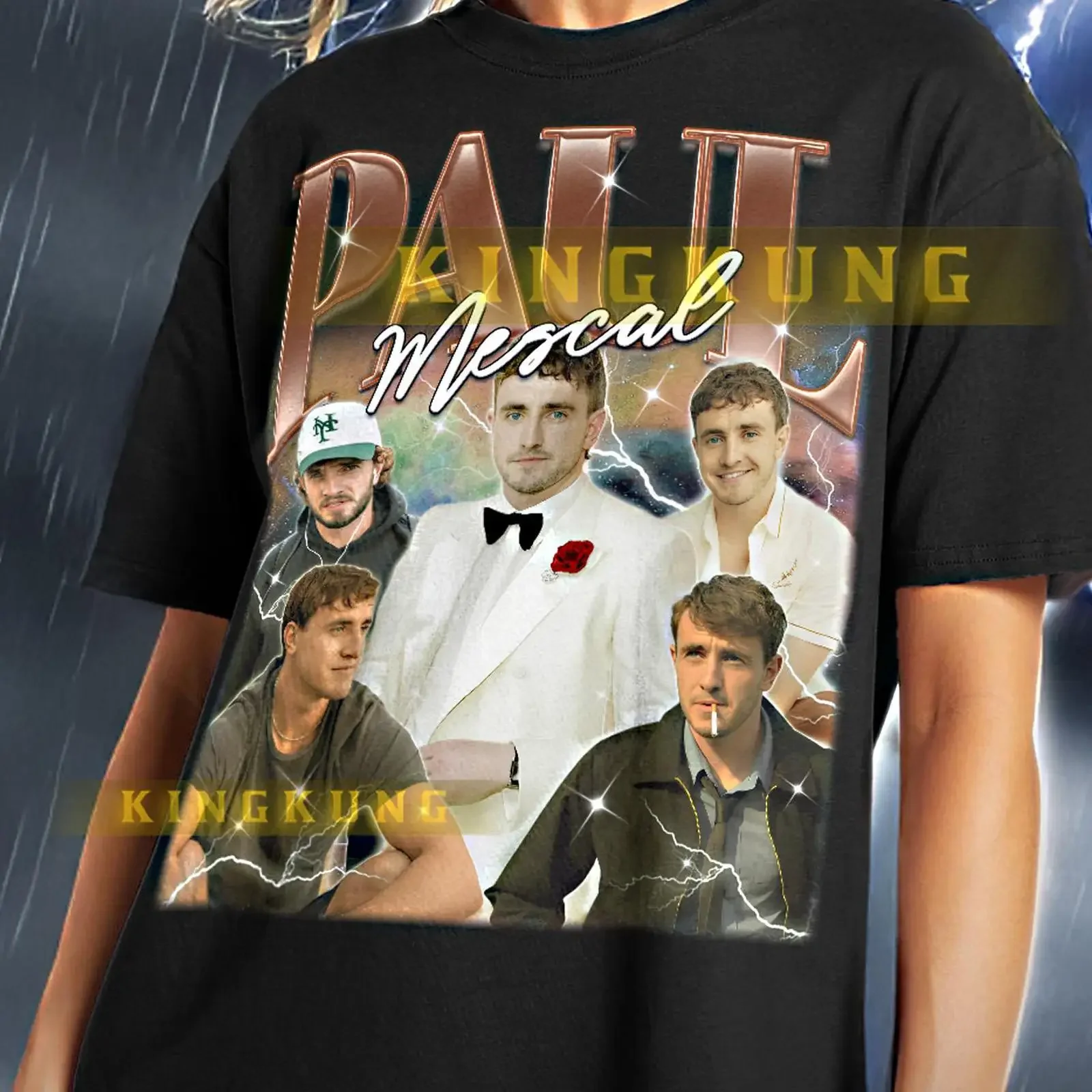 Camiseta PAUL MESCAL Retro Bootleg Aftersun Gladiator 2 Star SweaT, Estilo Vintage Lavado, Ligeramente Cómoda para Hombre