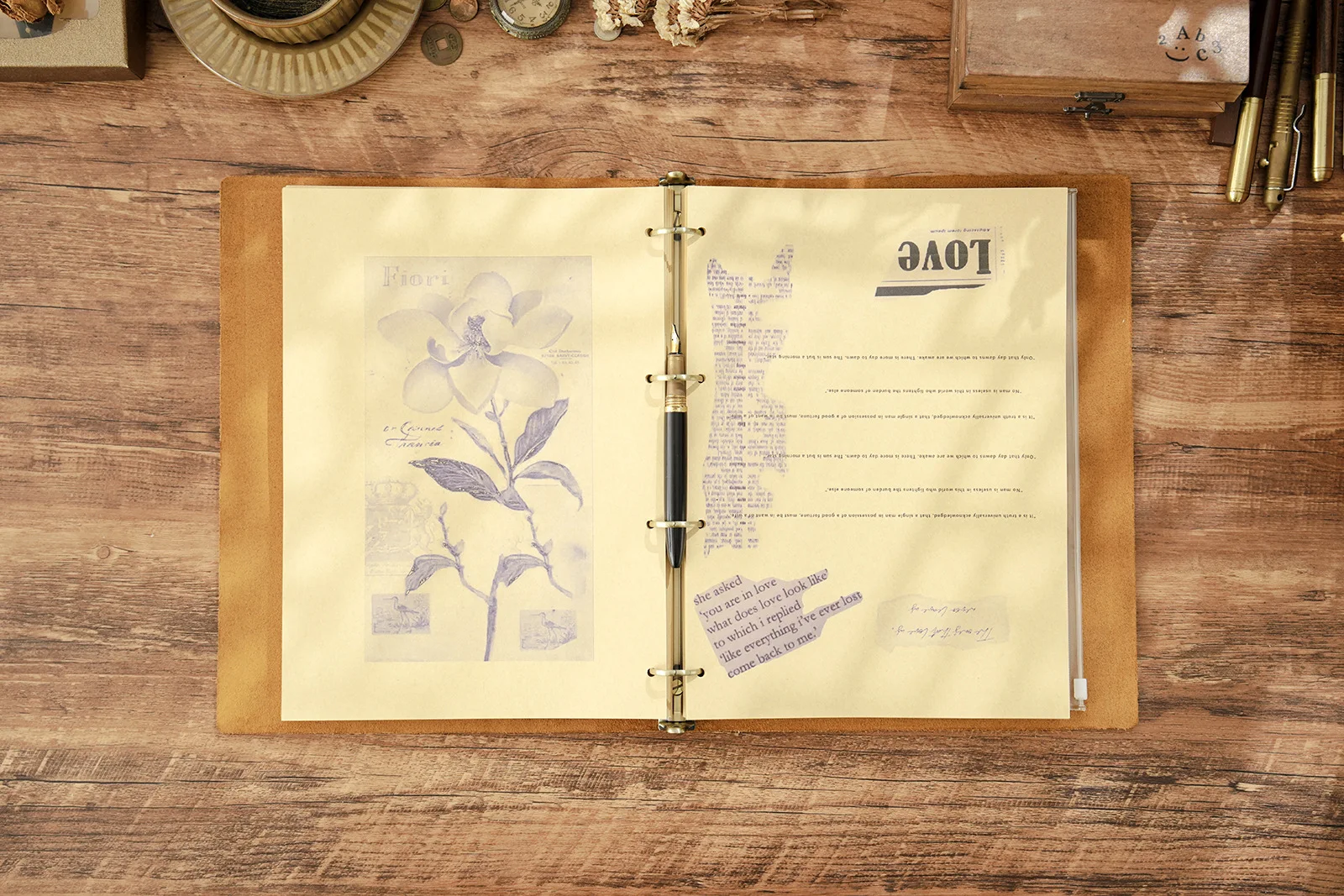 AIGUONIU Ringplaner aus echtem Leder im A4-Format mit 4-Loch-Binder, Retro-Notizbuch, vertikale Version, neutraler Notizblock, Skizzenbuch – Detail 31