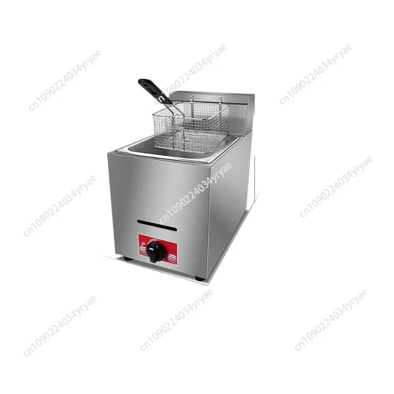 Gewerbliche LPG-Gas-Fritteuse mit 8L Korb und Deckel aus Edelstahl für Theken, Propan-LPG FY71 für Pommes Frites, Fast-Food-Restaurants