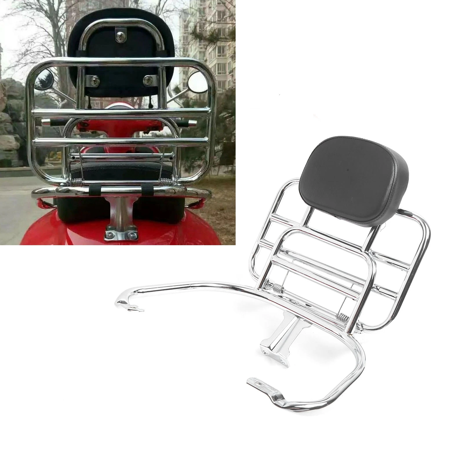 

Держатель для багажа для мотоцикла, серебристый задний багажник с подушкой на спинку, подходит для Sprint Primavera 150, кронштейн для багажника