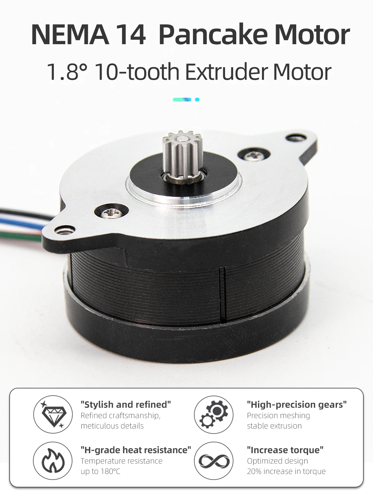 Extrusora de Doble accionamiento directo, Motor de paso NEMA14, 36mm, Motor redondo para panqueques, Clase H, resistencia a la temperatura, CC 1.88A, para Voron 0,1 0,2