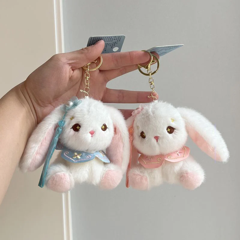 Pluche konijn hanger pop schattig meisje schooltas accessoire sleutelhanger voor Bestie's tas decoratie