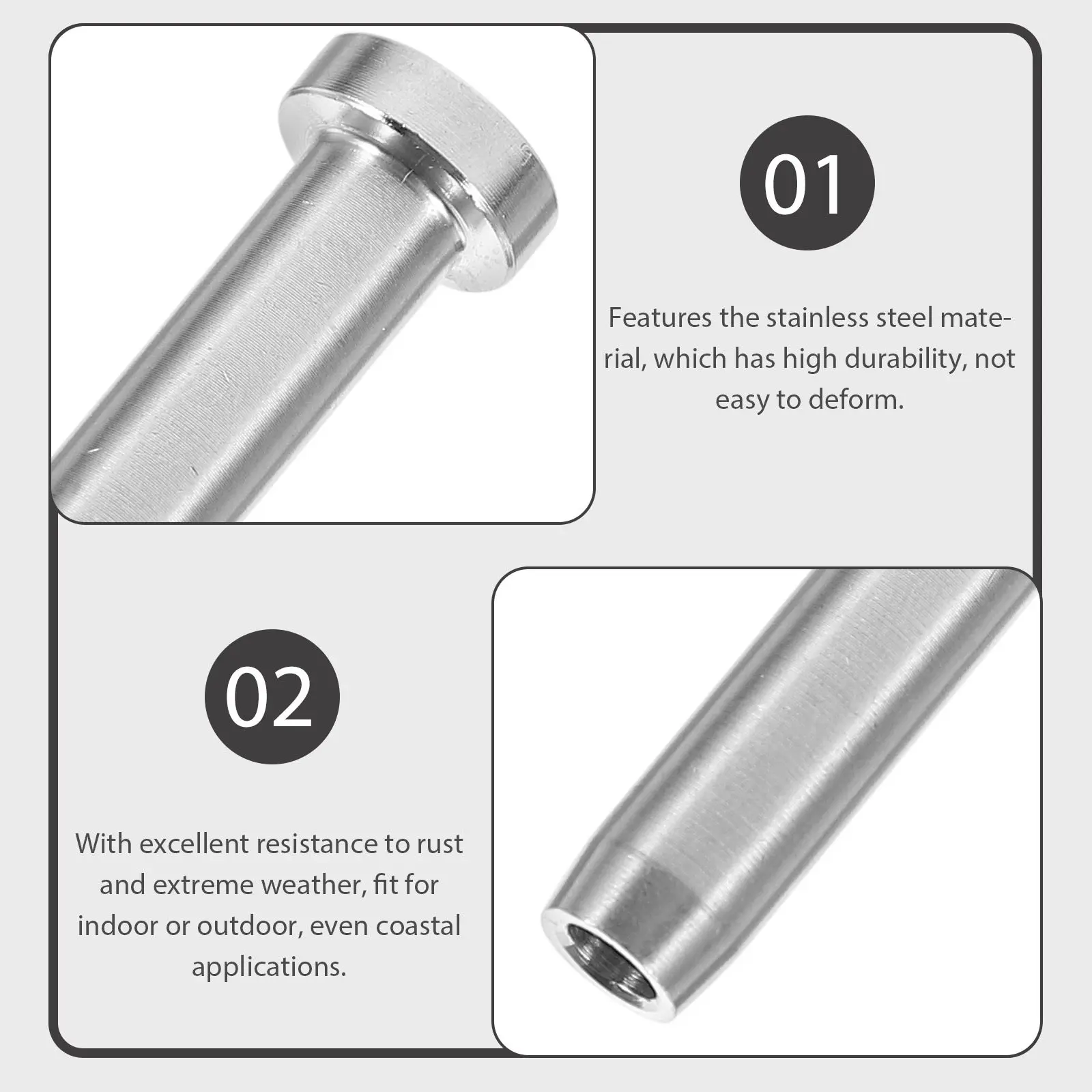 20pcs Stainless Steel Connector High Tensile Strength Cable Railing Kit Terminal Crimps System Suitable Indoor Outdoor