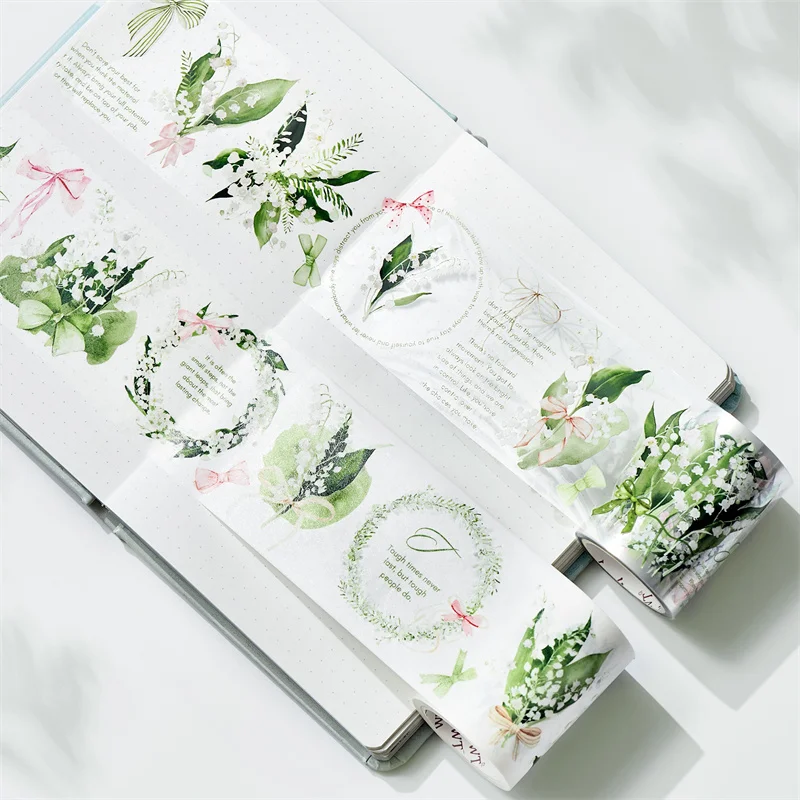 Imagem -03 - Wt-fitas Pré-cortadas Washi e Pet Lírio do Vale Fita Adesiva Scrapbooking Diários Adesivo para Álbum Fotográfico 6cm x 5m