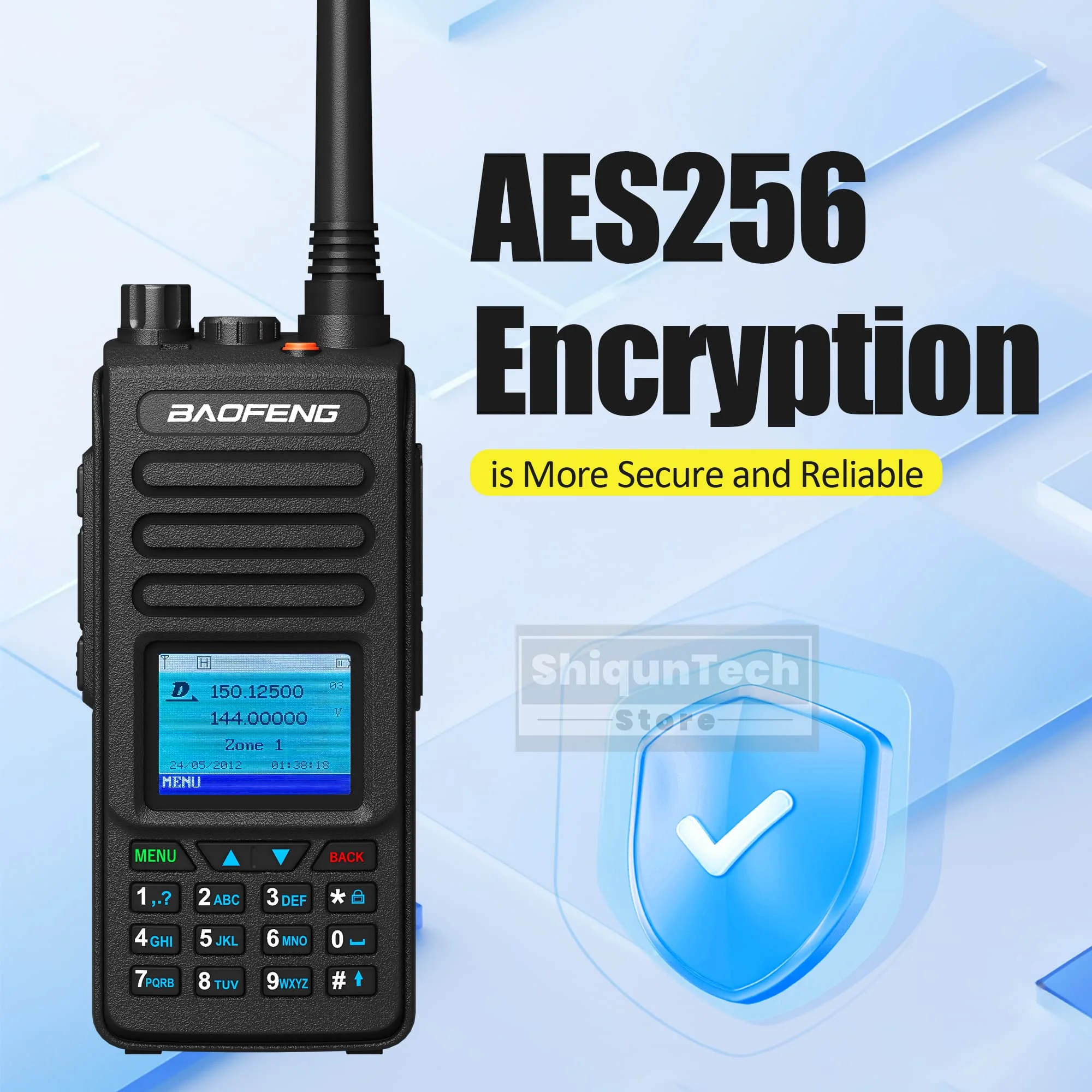 DM-1702 Baofeng Walkie Talkie DMR analogico e digitale 5W AES256 Funzione SMS Livello 1 + 2 Doppio slot per l'ora VHF UHF LED Flashligh Radio