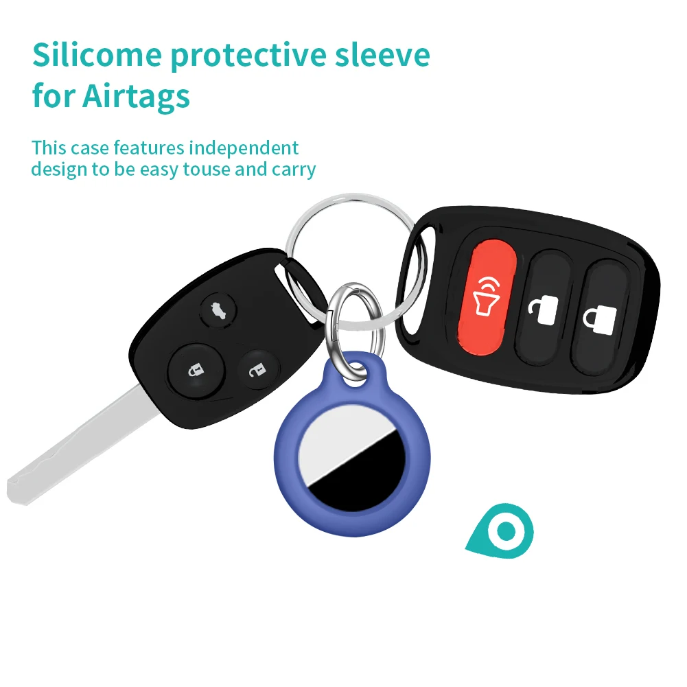 Silicone Airtags Case Keychain For Apple Airtag Protective Cover Bumper Shell Tracker Accessories Anti-scratch Air Tag Key Ring