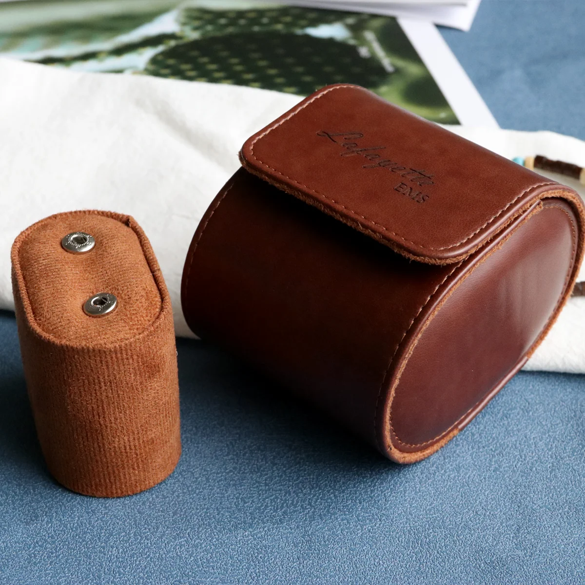1 Slot Custom Travel Watch Case Roll Organizer Men Gifts Leather Watch Display Case Engraved Watch Storage Holder for Collection