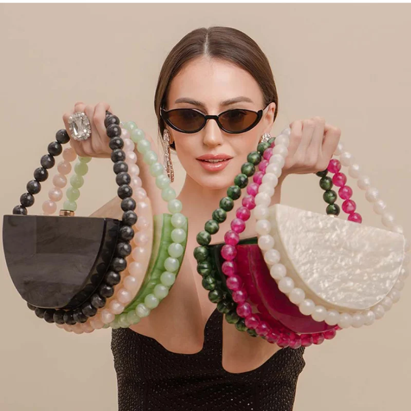 Dompet Clutch Rantai Manik Mut - Tortoiseshell Bag Acrylic ulasan dan harga