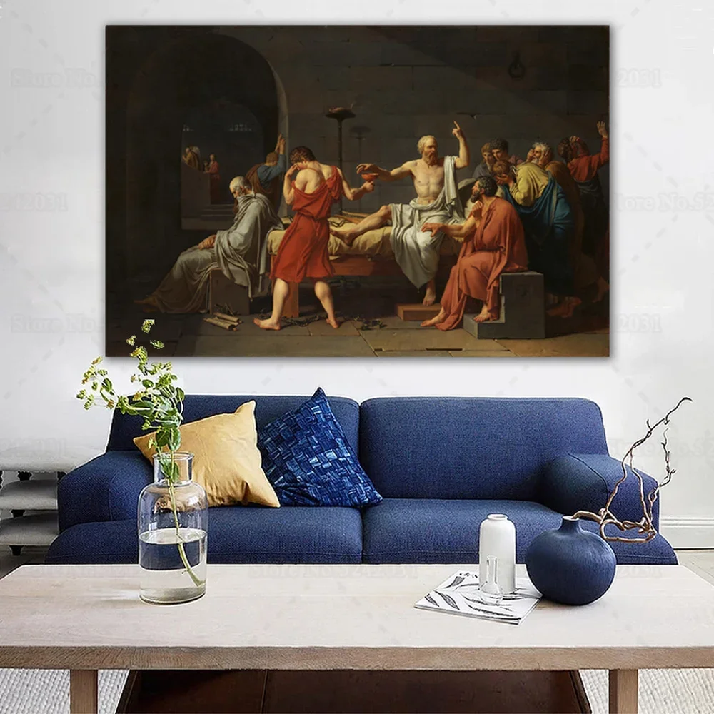 Póster de la muerte de Sócrates, pintura famosa clásica de David, decoración artística de pared para sala de estar