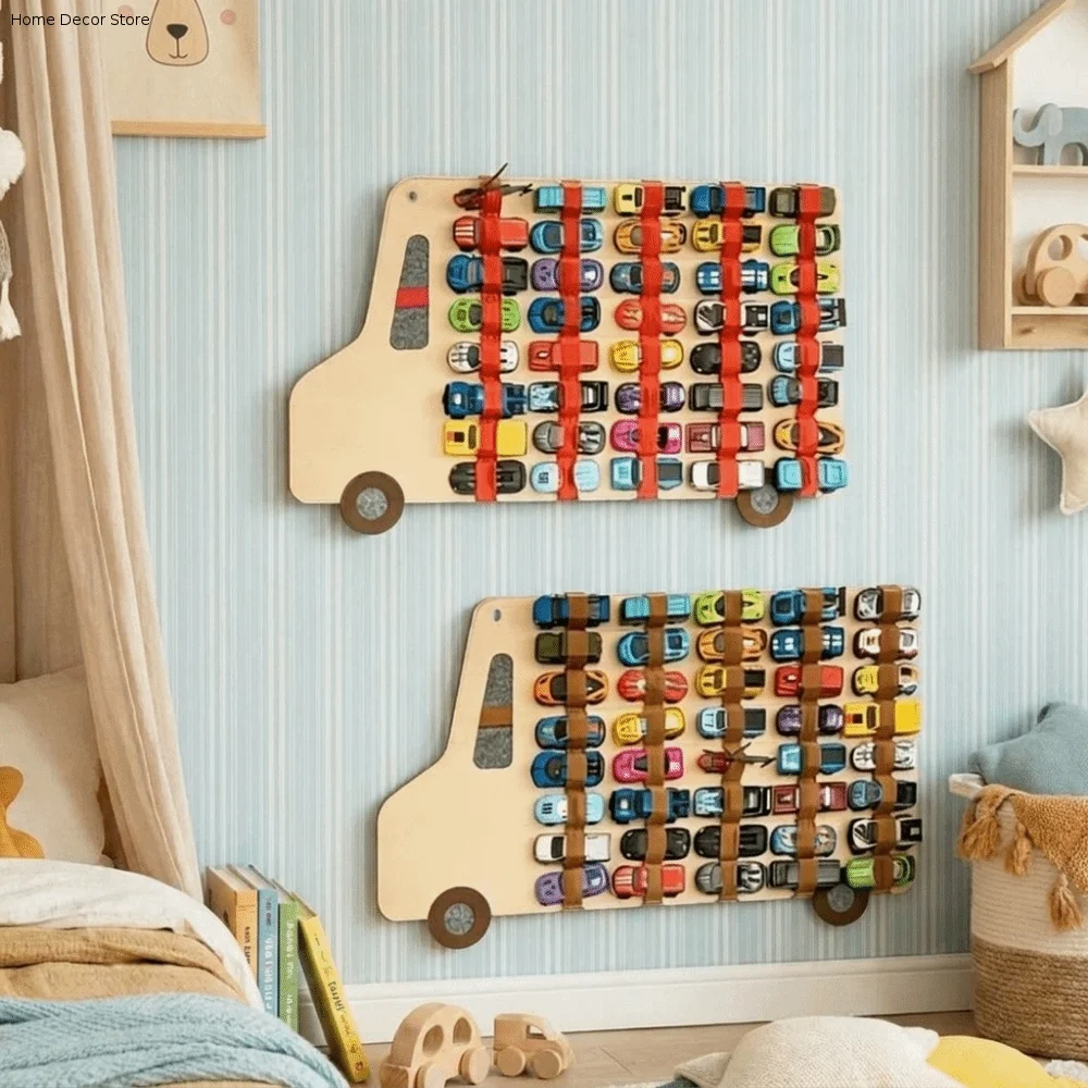 Large Capacity Scale Cars Storage Bag Space Saving Felt Toy Car Display Rack with Display Pockets Decorative Toy Car Organizer