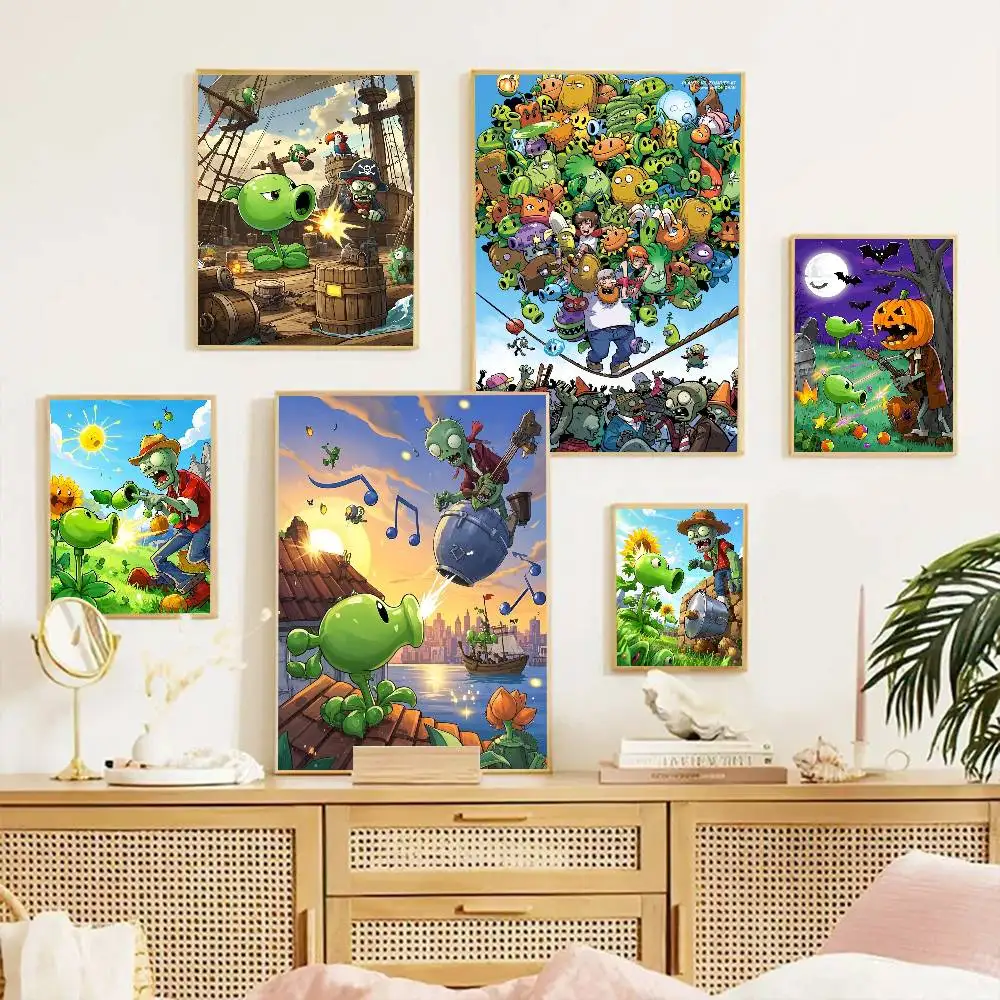 Classic Game P-Plants Vs Z-Zombies Good Quality Prints and Posters Vintage Room Bar Cafe Decor Home Decor