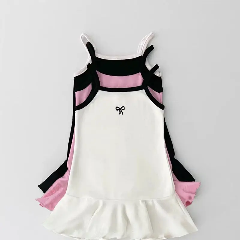 

Girls Casual Dresses Girls' Halter Dress for Summer New Vest Dress for Babies, Sleeveless Ruffled Halter Dress Kids Clothes