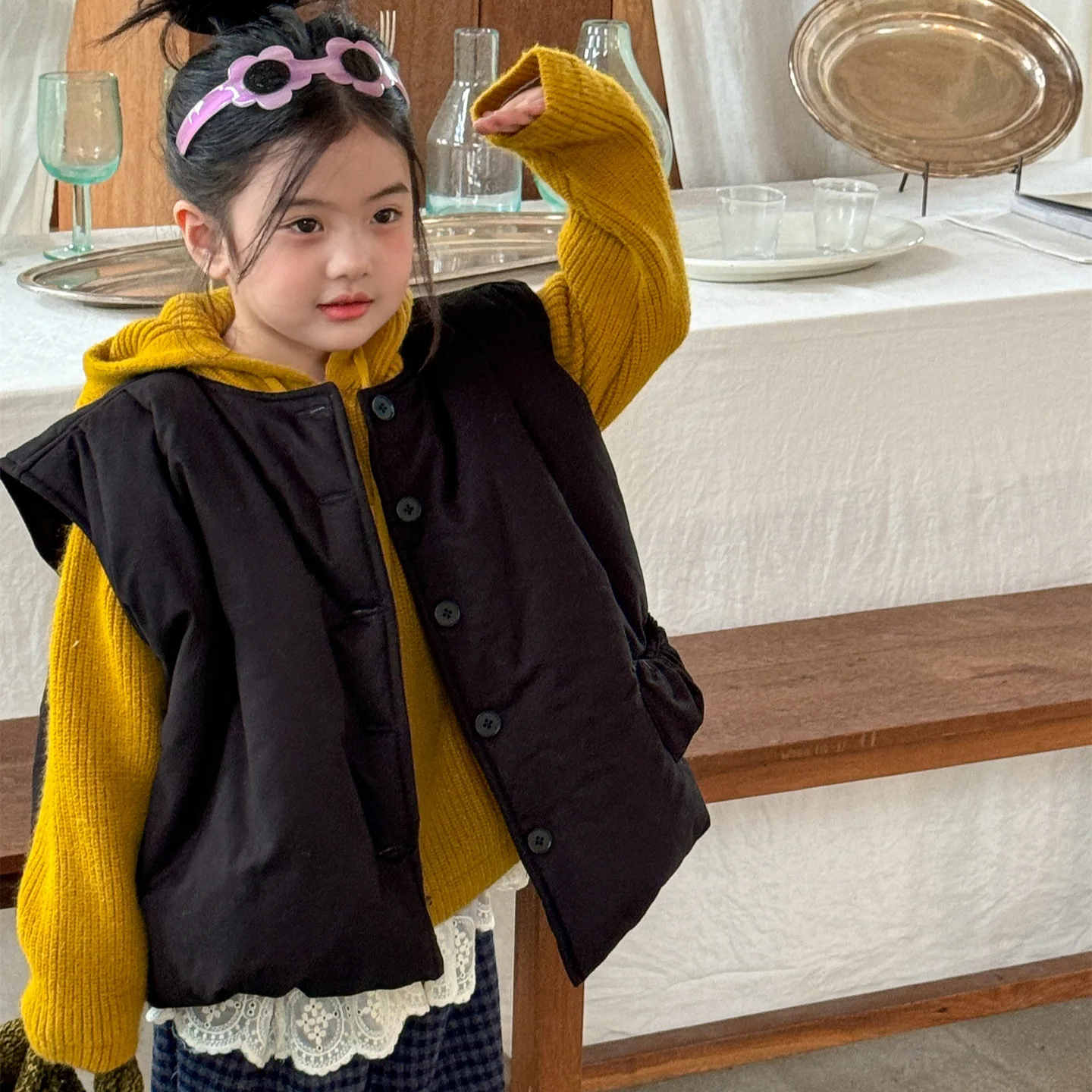 

Жилет для девочек 2022, осень-зима, новый корейский стиль, универсальная и стильная верхняя одежда, повседневная, простая, модная и теплая