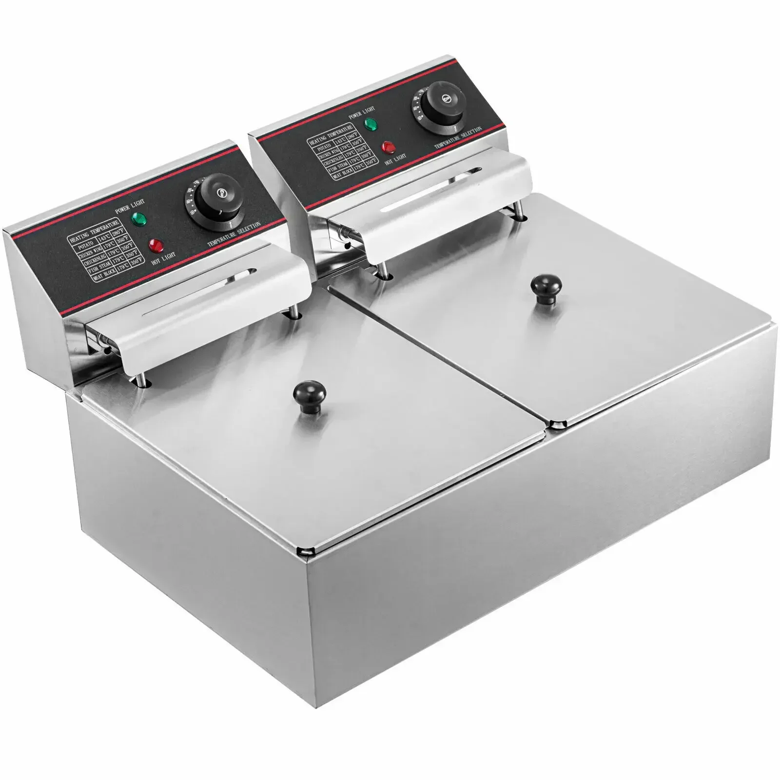 Imagem -03 - Vevor Duplo Fritadeira de Gordura Profunda Grande 5000w Comercial Controle Temperatura Ajustável Twin Chip Fritadeira Aço Inoxidável