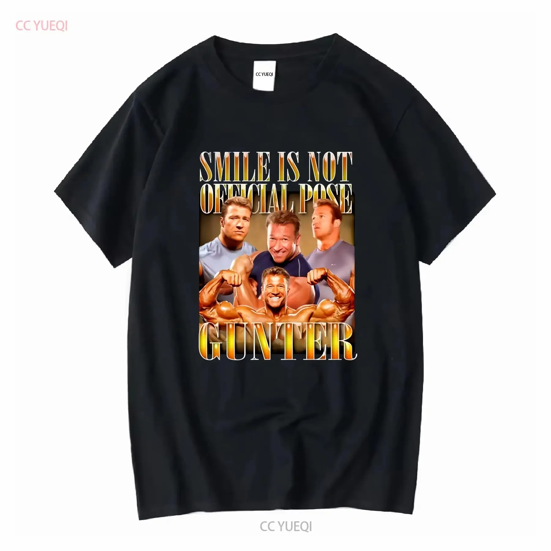 Günter Schlierkamp El sonrisa no es oficial Pose Gunter Vintage Bootleg camiseta vintage gráfico lavado ligeramente Casual versátil