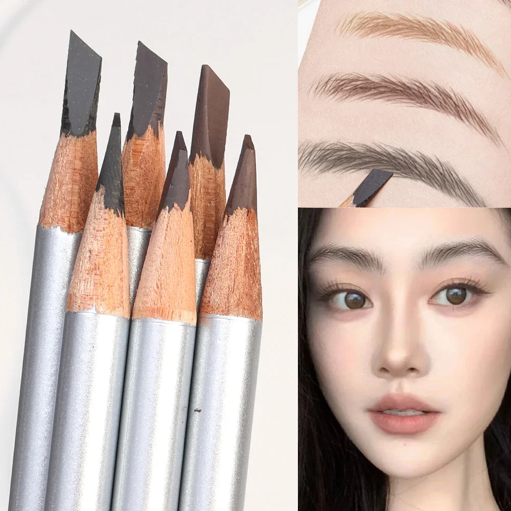 Hard Core Eyebrow Pencil with Sandpaper Long-Lasting Waterproof Permanent Makeup Eye Brow Enhancers Pencil Wild Line Brows Tint