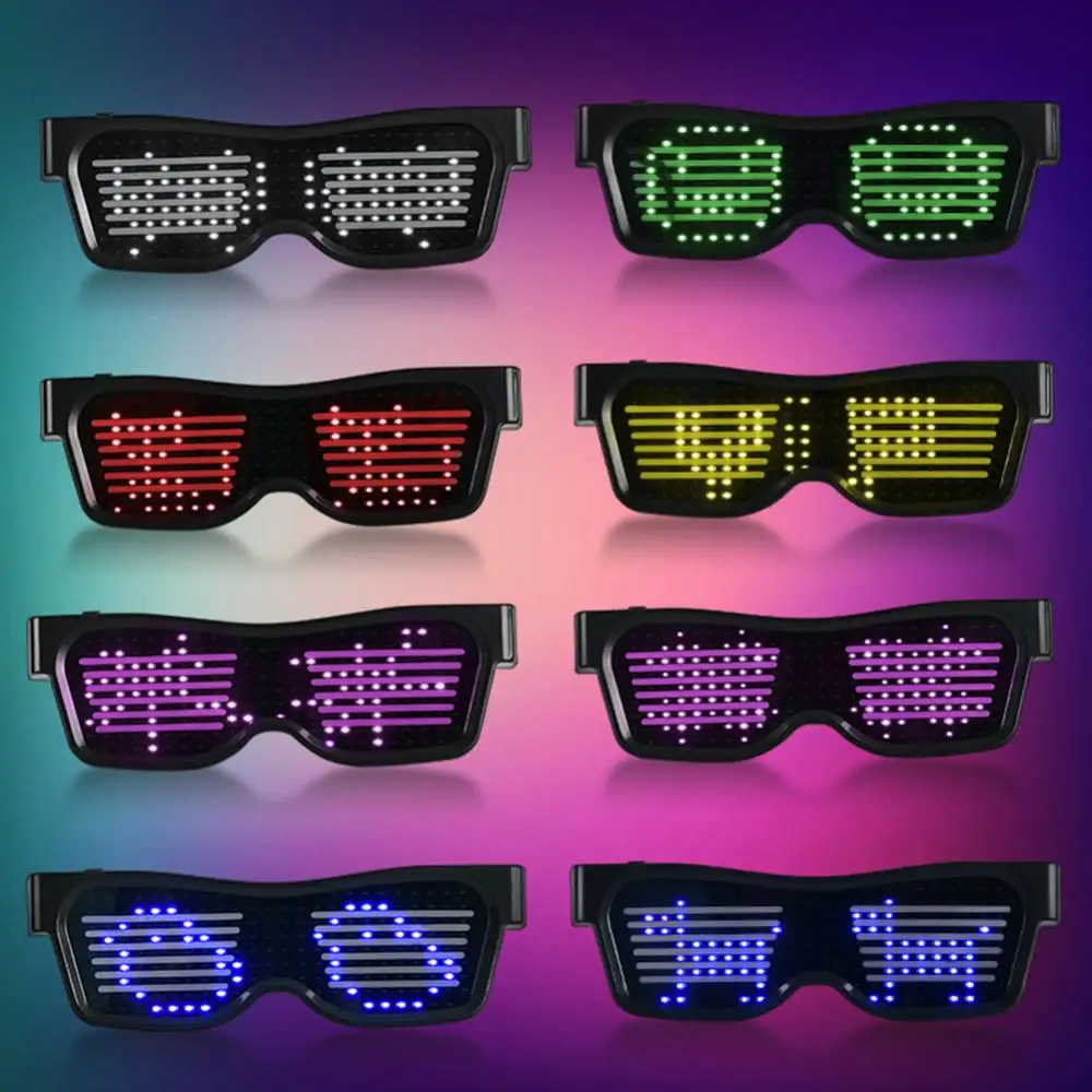 Świecące LED okulary Bluetooth kompatybilne kontrola aplikacji Hip Hop Bar KTV Party Christmas Halloween LED gogle Festival okulary