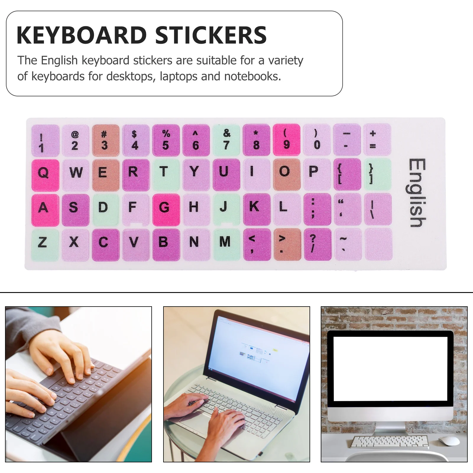 

2pcs Keyboard Stickers Universal English Letters For Laptop Notebook Keys Non-Residue Adhesive Keycap Labels Laptop Keyboard