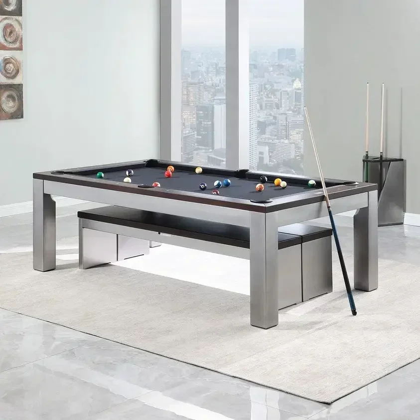 Pool table engraved household standard dining table 2-in-1 pool table